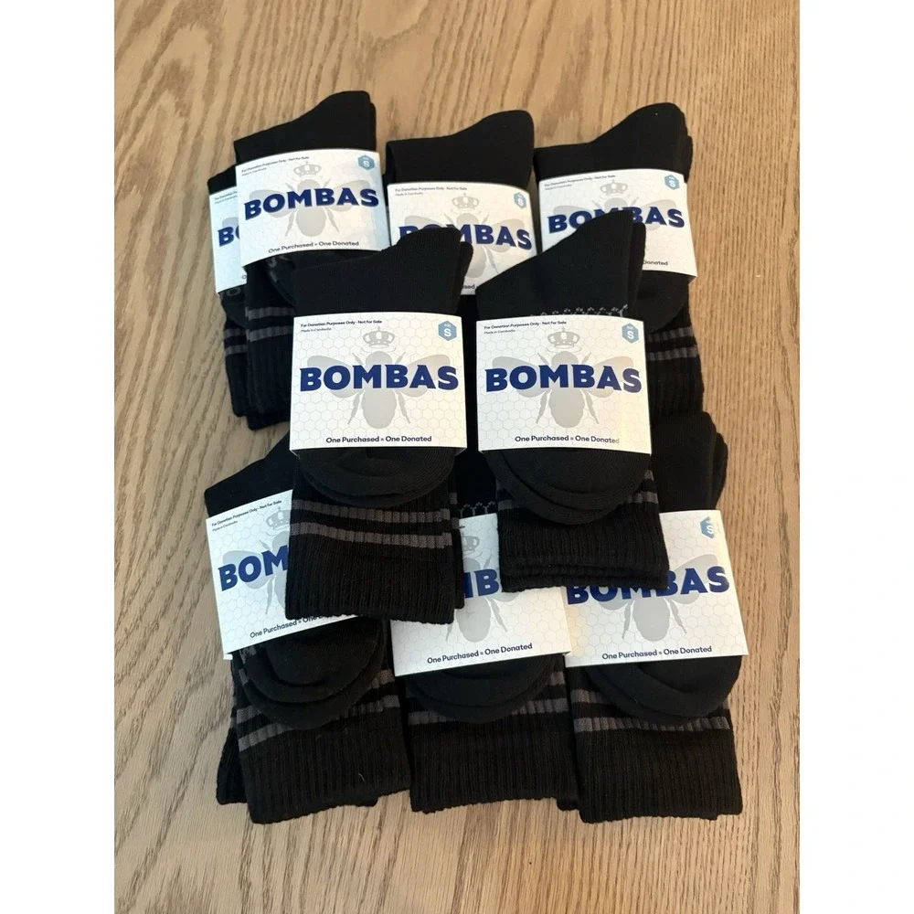 New 14Pairs Bombas Black Ankle Socks Small (Fits Youth Sizes 9-4) (Womens 4-7.5)